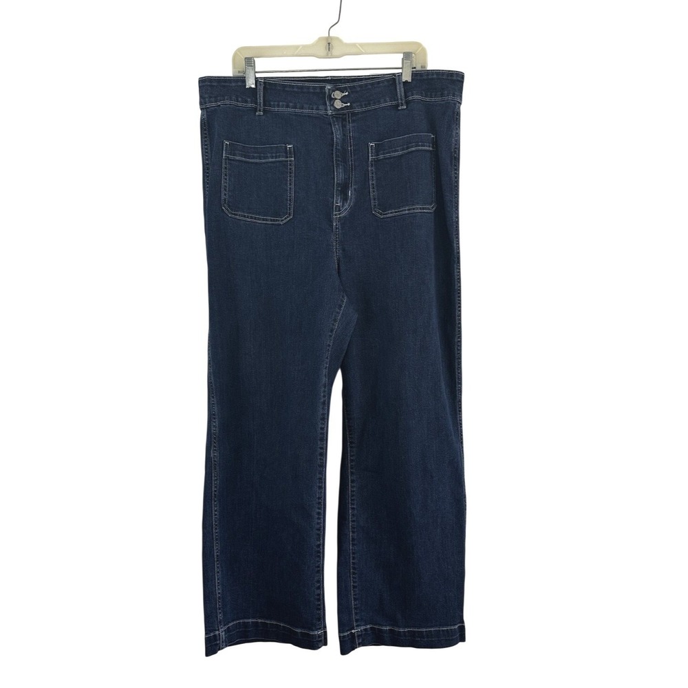 Old Navy Jeans Womens Size 18 Extra High-Rise Sky-Hi Wide Leg Patch Pockets Dark